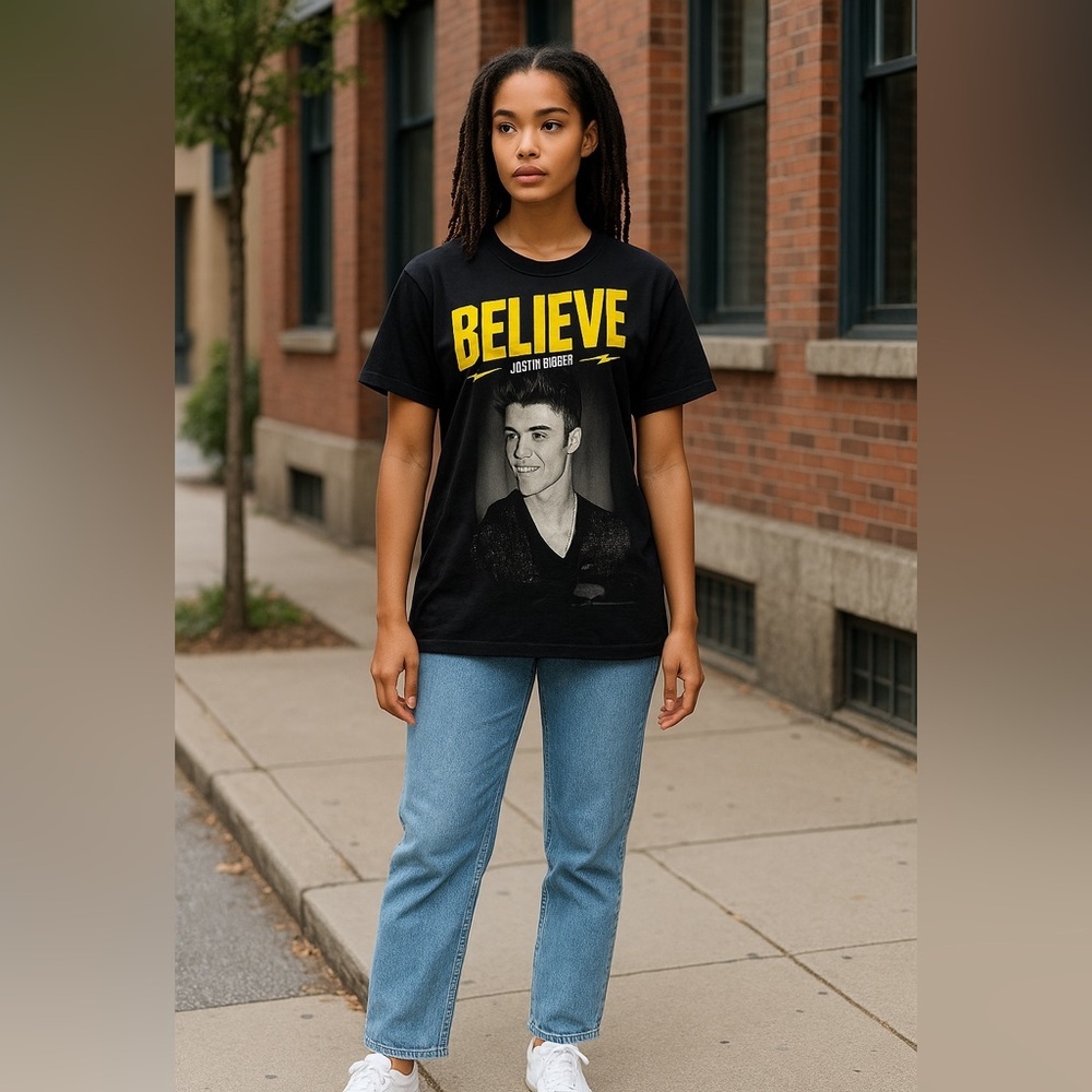 Justin Bieber Black Yellow “Believe” Graphic Tour TShirt